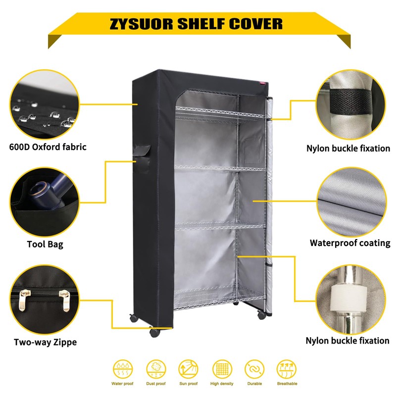ZYSUOR Wire Shelf Cover Dust Protective Heavy-Duty Storage Rack Cover