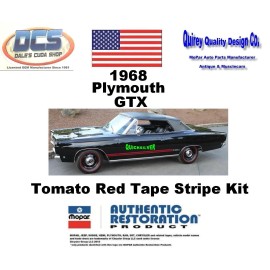Quirey Quality Design Co. 1968 Plymouth GTX Tomato Red Body Tape Stripe Kit New MoPar USA