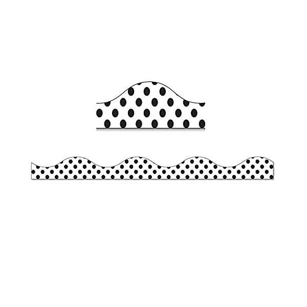 Magnetic Border, Large Black Polka Dots on White, 12 Feet