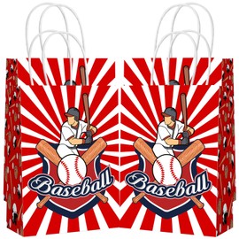 Cptoion 24 Pieces Baseball Gift Bags,Baseball Party Favor Bags,Baseball Goodie Bags with Handle,Baseball Gift Treat Bag for Baseball Theme Birthday Party Supplies Decorations