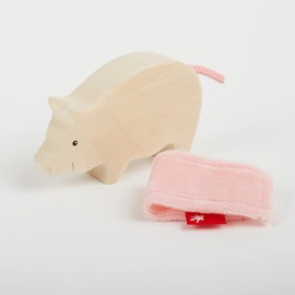 SIGIKID Cudly Wudly 39511 Wooden Pig Toy Girls and Boys Baby Toy Recommended from 3 Years Natural/Pink