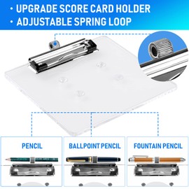 Roykaw Golf Cart Scorecard Pro Holder with Pencil Holder Compatible with Club Car EZGO Yamaha - Upgrade The Clips/Not Easy Slip