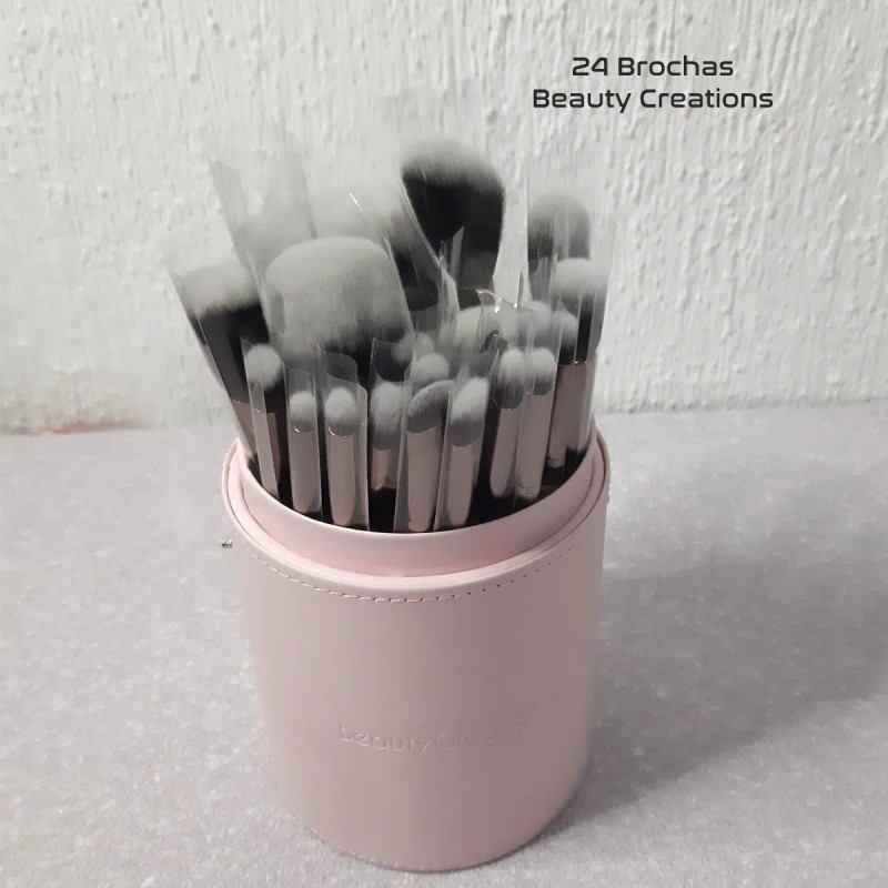 Set De Brochas 24 Piezas Beauty Creations + Estuche Cilindro