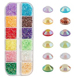 GOMAKERER About 12000 Pcs 12 Colors Half Round Flatback Rhinestones, 2mm Resin Flatback Faceted Crystal Rhinestone Cabochons Ab Crystals Gemstones for Jewelry Making Hair Clips Crafting