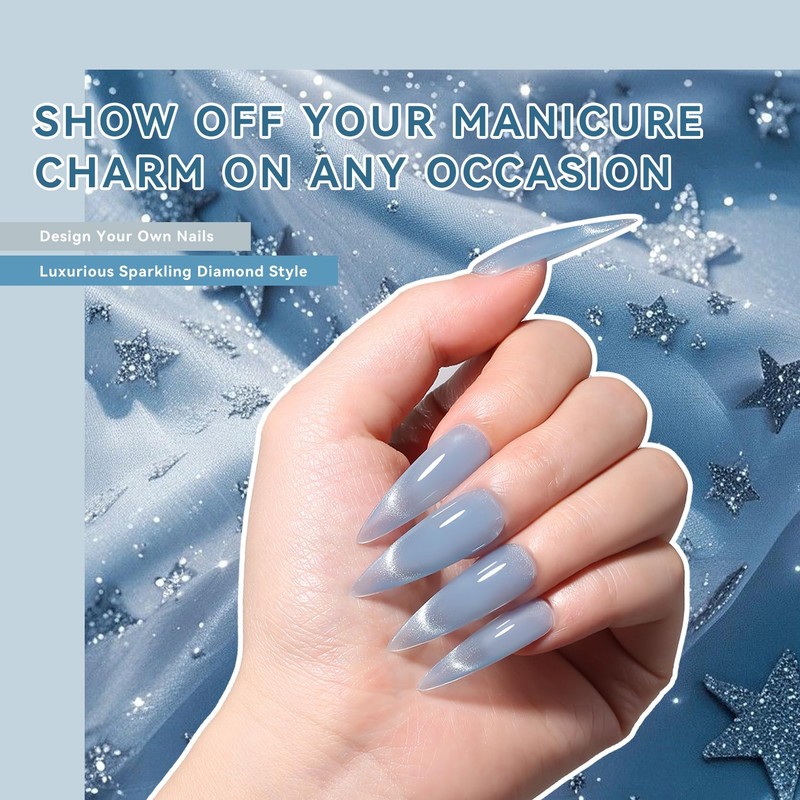 MEGIOR Jelly Blue Cat Eye Gel Nail Polish 15 ML