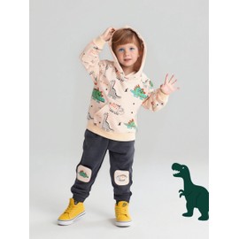 Vitalique 4 5 t Toddler Baby Boy Clothing Sets Little Dinosaur Printed Long Sleeve Tops Sweatshirt Hoodies Pants Kids 2pcs Outfits(4-5)