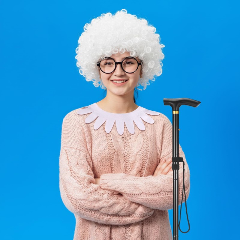 Tarpop 4 Pcs Grandma Costume for Women, Old Lady Accessories