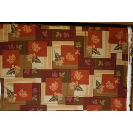 Unbranded FALLING LEAVES IN BROWN AND TAN SQUARES - 100% COTTON FABRIC