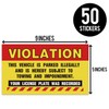 50 Parking Violation Stickers, Violation - Vehicle Illegally Parked, Your