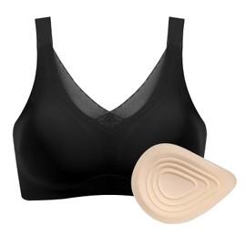 Polreta Seamless Post-Surgery Bra for Women, Pocket Mastectomy Bras for Breast Prosthesis with Cotton Breast Forms Set
