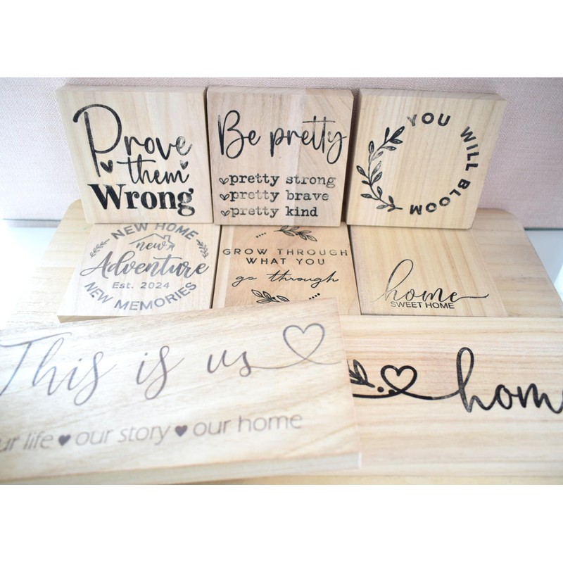 "YOU WILL BLOOM Solid Wood Freestanding Plaque. Wooden Shelf or