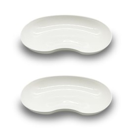 2 x Plastic Kidney Bowls, White, Reusable, Collection Tray, Food-Safe, Disinfectable, Autoclavable, for Make-Up, Medical Instruments, Beauty Bowl (2)