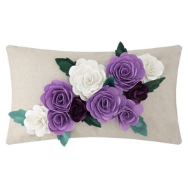 KINGROSE 3D Flower Throw Pillow Cover Decorative Cushion Case Handmade Pillow Cover Home Sofa Couch Bed Decor 14 x 24 Inches Purple