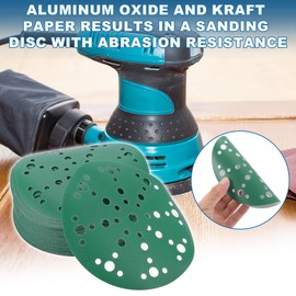 A ABSOPRO Schleifscheiben 6 Zoll 49 Löcher 400 Körnung Rund Klett-Schleifpapier Aluminiumoxid Grün 50 Stück