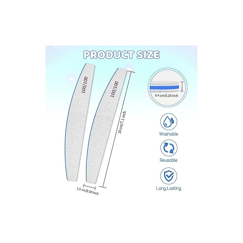 12 PCS Double Sided Emery Board Nail Files, 100/100 Grit