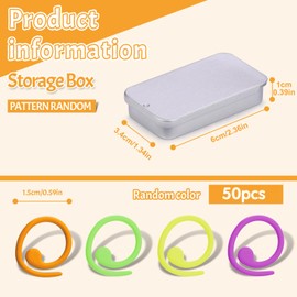 Metal Stitch Markers, 50Pcs Spiral Metal Colorful Crochet Stitch Markers, Crochet Markers Ring for Crocheting Clothing Tag DIY Craft Project with Storage Box