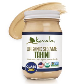 Kevala Organic Sesame Tahini – USDA Organic, Non‑GMO Project Verified & Kosher Certified | Smooth Hulled Sesame Paste in Glass Jar for Spreads, Sauces & Cooking | 16 oz