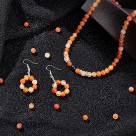 PandaHall 5 Strands Natural Carnelian Bead Strands 6 mm Round Loose Beads for Jewellery Making DIY Bracelet Necklace Craft Hole: 1 mm Approx. 14.5 Inches Long