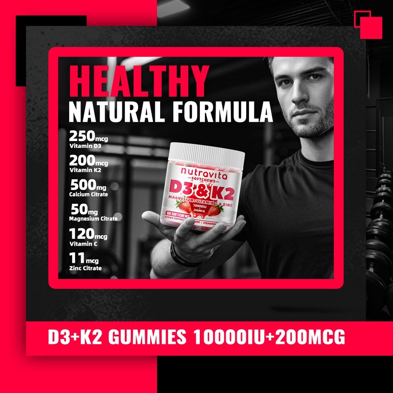 Nutravita Sugar-Free Vitamin D3 K2 Chews with Calcium + K2