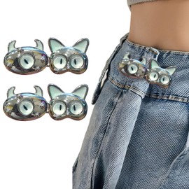 Cat Jeans Button Pins, Detachable Jean Button for Loose Jeans No Sewing Adjustable Buttons for Jeans Pant Clips for Waist Tightener (Grey)