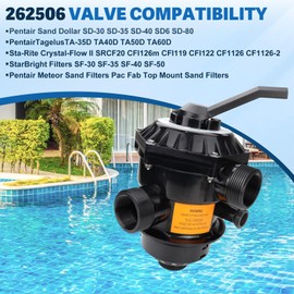 262506 1-1/2-Inch 6-Way Clamp Style Valve Compatible with Pentair 262506 Multiport Valve, Fit for Tagelus, Sand Dollar, Meteor Pool and Spa Sand Filter