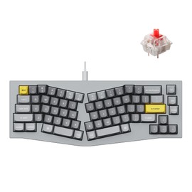 Keychron Q8 Wired Custom Mechanical Keyboard, 65% Alice Layout QMK/VIA Programmable with Hot-swappable Gateron G Pro Red Switch Double Gasket Compatible with Mac Windows Linux (Grey)