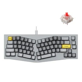 Keychron Q8 Wired Custom Mechanical Keyboard, 65% Alice Layout QMK/VIA Programmable with Hot-swappable Gateron G Pro Red Switch Double Gasket Compatible with Mac Windows Linux (Grey)