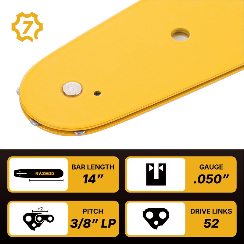 RazEdg 14 Inch Chainsaw Bar and Chain Combo, 3/8" LP