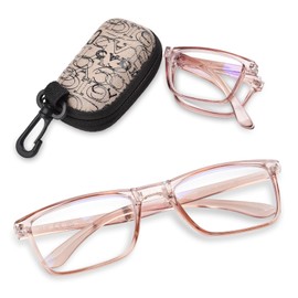 OPTOFENDY Folding Reading Glasses for Women Men, Lightweight Spring Hinge Readers, Portable Blue Light Glasses with Zipper Case