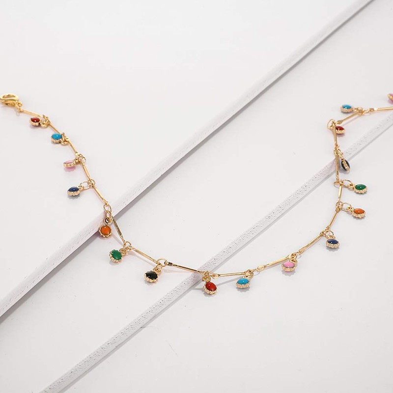 EXINOX Gold Bohemian Necklace with Colourful Chokers: Women:, Gold