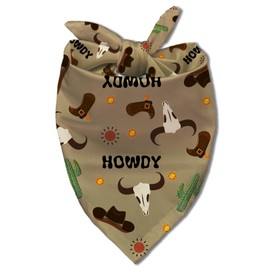 Cartoon Western Cowboy Adjustable Dog Bandana Cowboy Theme Pet Scarf with Paw Print & Star Embroidery Soft Polyester Costume Accessories for Puppy Photo Shoots Unisex Dog Bandanas for All Breeds