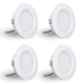 DYKUWEY Set of 4 LED Recessed Spotlights, 12 V, 3 W, Recessed Spotlights, LED Flat Hole 55-58 mm and 14 mm Flat, LED Spot 12 V IP44 Dimmable Ceiling Spotlight, Furniture Recessed Spotlights (White