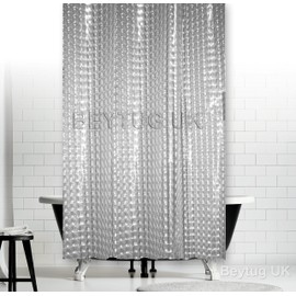 Tropik Home New Transparent 3D PEVA Mosaic Bath Shower Curtain Extra Long (180x200CM)