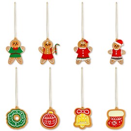 Thyonta 8 Pcs Christmas Colorful Gingerbread Man Christmas Ornaments Eco-Friendly PVC Soft Gel Hanging Trendy Festive Decor for Gingerbread House & Tree