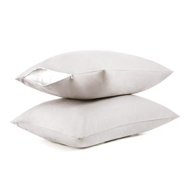 Cotton Pillow Protectors/Cases Standard Size with Zipper 2 Pack Light Grey Color,Cooling & Breathable Bed Pillow Protectors Set of 2 Pillow Cases Cover (Standard 20" x 26")