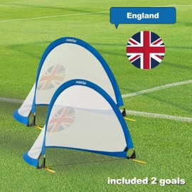 porayhut Quick Open Soccer Net Pop up Goal for Kid Set of 2 Portable 210D Oxford Extra Stakes Target Soccer Goal for Fun in Backyard (England Flag Pattern)