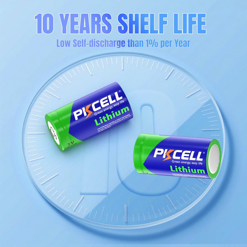 PKCELL CR123A 3V Lithium Battery 4-Pack 1500mAh 123A Lithium Batteries