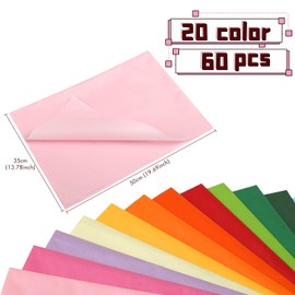 NALER Thin-leaf Paper Hanagami Wrapping Paper, Flower Paper, 20 Colors, For Crafts, Colorful, Present, Color Paper, Glassine Paper, 60 Sheets 13.8 x 19.7 inches (35 x 50 cm)