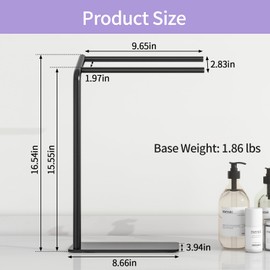 LSK Hand Towel Stand, Black Bathroom Towel Holder Stand, Curved F-Shaped Countertop Towel Stand with Heavy Base, 16.6 Inch