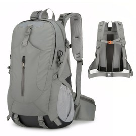 Long Keeper 40L Hiking Backpack Men Women Trekking Backpack Travel Backpack Large Outdoor Backpack with Rain Cover Waterproof for Hiking Cycling Travel, gray