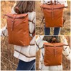 Gusti Valja Leather Backpack for Men and Women, Rolltop Laptop