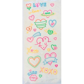 Stickablities Clear Glitter Neon Love Hearts  Stickers Planner Supply Valentine's Day Crafts