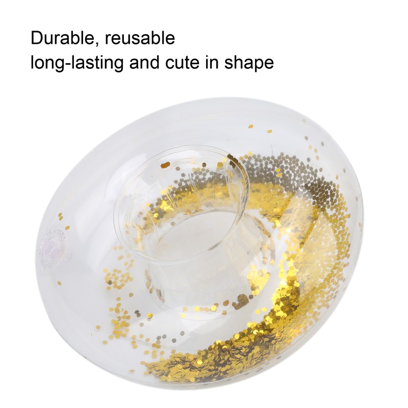 10pcs Round Gold Sequins Inflatable Drink Cup Holders Swimming Pool