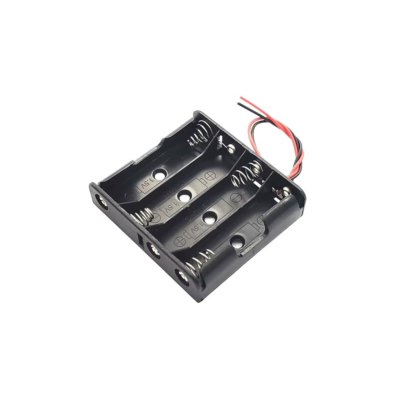 DIYables 4 AA Battery Holder, Battery Storage Case with Wire