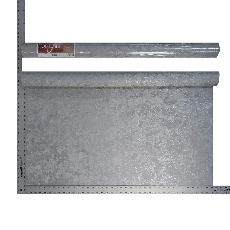Textured Plain Dark Gray Silver Metallic Wallpaper Faux Fabric Rusted