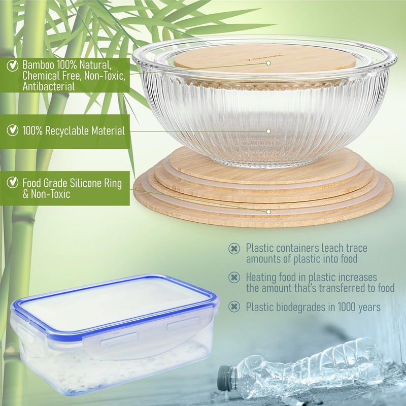 dokaworld Stackable Space-Saving Nesting Set of 3 Glass Bowls with