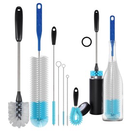 7-Pack Stainless Steel Long Handle Water Bottle Brush Cleaning Set, Kitchen Scrubbing Cleaning Brush for Cleaning Narrow-Necked Beer Bottles, Mugs, Coffee Cups, Wine Glasses, Pipe Lids, Sink Lids