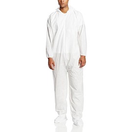 Liberty Glove & Safety 17122L PureGard 45 GSM Polyethylene Film Over SpunBonded Polypropylene Zipper Front Coverall with Hood and Boots, Large (Case of 25)