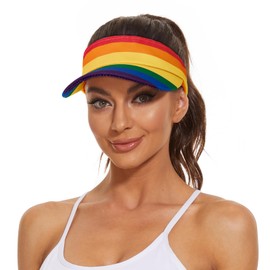 Mens Womens Sun Visors with UV Protection Sun Visor Hats for Running Gardening Traveling Summer Hats Rainbow