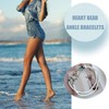 Elastic Beaded Ankle Bracelet for Women Double Hollow Hearts Stretch